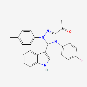 1-[4-(4-fluorophenyl)-5-(1H-indol-3-yl)-1-(4-methylphenyl)-4,5-dihydro-1H-1,2,4-triazol-3-yl]ethanone