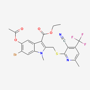 ethyl 5-(acetyloxy)-6-bromo-2-({[3-cyano-6-methyl-4-(trifluoromethyl)pyridin-2-yl]sulfanyl}methyl)-1-methyl-1H-indole-3-carboxylate