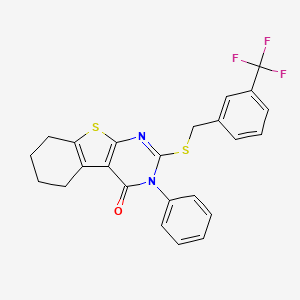 molecular formula C24H19F3N2OS2 B11522346 3-phenyl-2-{[3-(trifluoromethyl)benzyl]sulfanyl}-5,6,7,8-tetrahydro[1]benzothieno[2,3-d]pyrimidin-4(3H)-one 