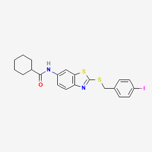 N-{2-[(4-iodobenzyl)sulfanyl]-1,3-benzothiazol-6-yl}cyclohexanecarboxamide