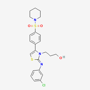 3-[(2Z)-2-[(3-chlorophenyl)imino]-4-[4-(piperidin-1-ylsulfonyl)phenyl]-1,3-thiazol-3(2H)-yl]propan-1-ol