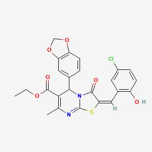 ethyl (2E)-5-(1,3-benzodioxol-5-yl)-2-(5-chloro-2-hydroxybenzylidene)-7-methyl-3-oxo-2,3-dihydro-5H-[1,3]thiazolo[3,2-a]pyrimidine-6-carboxylate