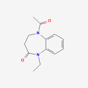 molecular formula C13H16N2O2 B11522461 2H-1,5-Benzodiazepin-2-one, 1,3,4,5-tetrahydro-5-acetyl-1-ethyl- CAS No. 120337-25-9