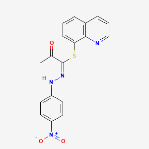 molecular formula C18H14N4O3S B11522465 quinolin-8-yl (1E)-N-(4-nitrophenyl)-2-oxopropanehydrazonothioate 