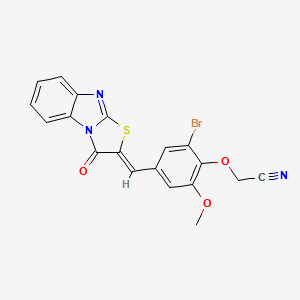 {2-bromo-6-methoxy-4-[(Z)-(3-oxo[1,3]thiazolo[3,2-a]benzimidazol-2(3H)-ylidene)methyl]phenoxy}acetonitrile