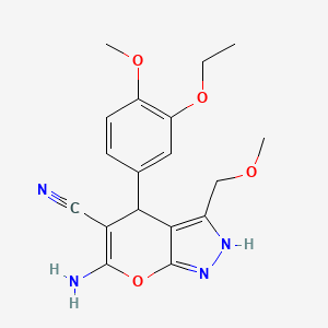 6-Amino-4-(3-ethoxy-4-methoxyphenyl)-3-(methoxymethyl)-1,4-dihydropyrano[2,3-c]pyrazole-5-carbonitrile