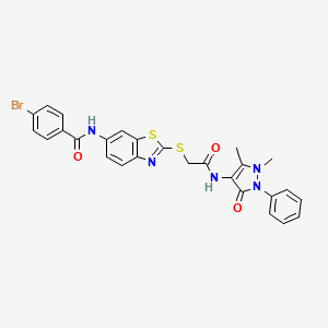 4-bromo-N-[2-({2-[(1,5-dimethyl-3-oxo-2-phenyl-2,3-dihydro-1H-pyrazol-4-yl)amino]-2-oxoethyl}sulfanyl)-1,3-benzothiazol-6-yl]benzamide