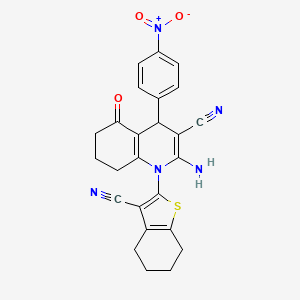 2-Amino-1-(3-cyano-4,5,6,7-tetrahydro-1-benzothiophen-2-yl)-4-(4-nitrophenyl)-5-oxo-1,4,5,6,7,8-hexahydroquinoline-3-carbonitrile