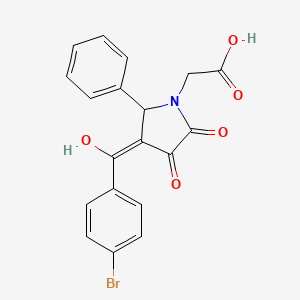 molecular formula C19H14BrNO5 B11522600 {(3E)-3-[(4-bromophenyl)(hydroxy)methylidene]-4,5-dioxo-2-phenylpyrrolidin-1-yl}acetic acid 