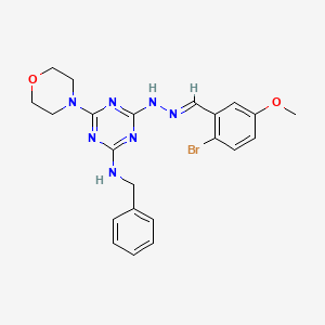 N-benzyl-4-[(2E)-2-(2-bromo-5-methoxybenzylidene)hydrazinyl]-6-(morpholin-4-yl)-1,3,5-triazin-2-amine