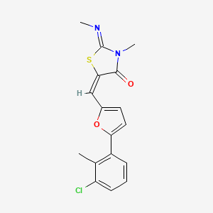 (2E,5E)-5-{[5-(3-chloro-2-methylphenyl)furan-2-yl]methylidene}-3-methyl-2-(methylimino)-1,3-thiazolidin-4-one