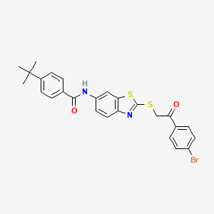 molecular formula C26H23BrN2O2S2 B11522638 N-(2-{[2-(4-bromophenyl)-2-oxoethyl]sulfanyl}-1,3-benzothiazol-6-yl)-4-tert-butylbenzamide 