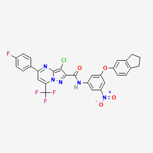 3-chloro-N-[3-(2,3-dihydro-1H-inden-5-yloxy)-5-nitrophenyl]-5-(4-fluorophenyl)-7-(trifluoromethyl)pyrazolo[1,5-a]pyrimidine-2-carboxamide