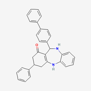 molecular formula C31H26N2O B11522652 11-(biphenyl-4-yl)-3-phenyl-2,3,4,5,10,11-hexahydro-1H-dibenzo[b,e][1,4]diazepin-1-one 