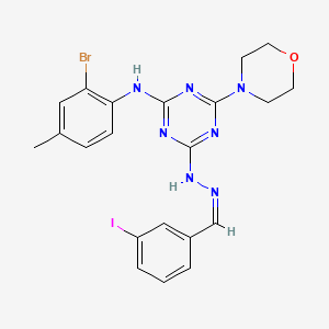 N-(2-bromo-4-methylphenyl)-4-[(2Z)-2-(3-iodobenzylidene)hydrazinyl]-6-(morpholin-4-yl)-1,3,5-triazin-2-amine