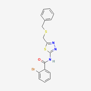 molecular formula C17H14BrN3OS2 B11522677 N-{5-[(benzylsulfanyl)methyl]-1,3,4-thiadiazol-2-yl}-2-bromobenzamide 