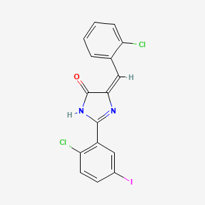 molecular formula C16H9Cl2IN2O B11522715 (5E)-5-(2-Chlorobenzylidene)-2-(2-chloro-5-iodophenyl)-3,5-dihydro-4H-imidazol-4-one 