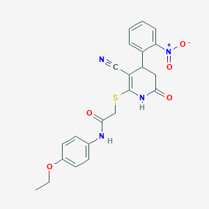 2-{[3-cyano-4-(2-nitrophenyl)-6-oxo-1,4,5,6-tetrahydropyridin-2-yl]sulfanyl}-N-(4-ethoxyphenyl)acetamide