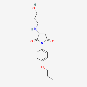 molecular formula C16H22N2O4 B11522748 3-[(3-Hydroxypropyl)amino]-1-(4-propoxyphenyl)pyrrolidine-2,5-dione 