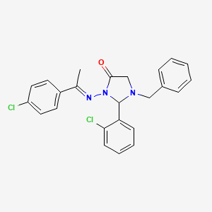 1-benzyl-2-(2-chlorophenyl)-3-{[(1E)-1-(4-chlorophenyl)ethylidene]amino}imidazolidin-4-one