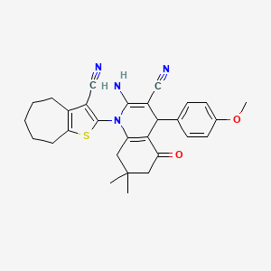 2-amino-1-(3-cyano-5,6,7,8-tetrahydro-4H-cyclohepta[b]thiophen-2-yl)-4-(4-methoxyphenyl)-7,7-dimethyl-5-oxo-1,4,5,6,7,8-hexahydroquinoline-3-carbonitrile