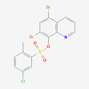 molecular formula C16H10Br2ClNO3S B11522772 5,7-Dibromo-8-quinolyl 5-chloro-2-methylbenzenesulfonate 