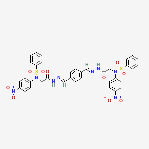 N-(4-Nitrophenyl)-N-({N'-[(E)-{4-[(E)-({2-[N-(4-nitrophenyl)benzenesulfonamido]acetamido}imino)methyl]phenyl}methylidene]hydrazinecarbonyl}methyl)benzenesulfonamide