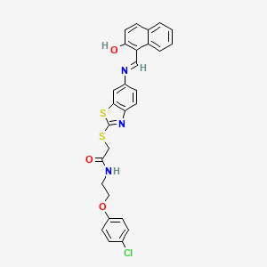 N-[2-(4-chlorophenoxy)ethyl]-2-[(6-{[(E)-(2-hydroxynaphthalen-1-yl)methylidene]amino}-1,3-benzothiazol-2-yl)sulfanyl]acetamide