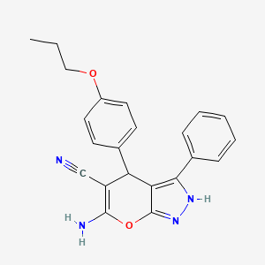 6-Amino-3-phenyl-4-(4-propoxyphenyl)-1,4-dihydropyrano[2,3-c]pyrazole-5-carbonitrile