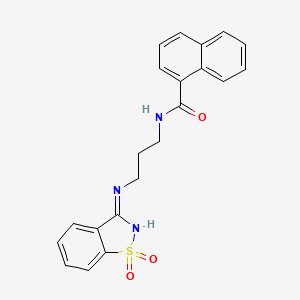 N-{3-[(1,1-dioxido-1,2-benzothiazol-3-yl)amino]propyl}naphthalene-1-carboxamide