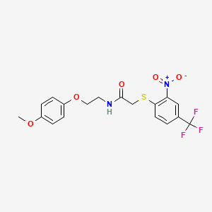 molecular formula C18H17F3N2O5S B11522850 N-[2-(4-methoxyphenoxy)ethyl]-2-{[2-nitro-4-(trifluoromethyl)phenyl]sulfanyl}acetamide 