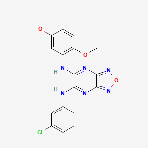 molecular formula C18H15ClN6O3 B11522862 N-(3-chlorophenyl)-N'-(2,5-dimethoxyphenyl)[1,2,5]oxadiazolo[3,4-b]pyrazine-5,6-diamine 