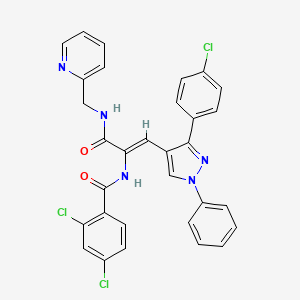 2,4-Dichloro-N-((Z)-2-[3-(4-chlorophenyl)-1-phenyl-1H-pyrazol-4-YL]-1-{[(2-pyridinylmethyl)amino]carbonyl}ethenyl)benzamide