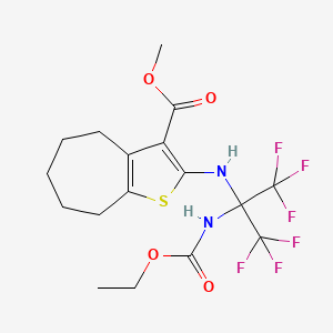 methyl 2-({2-[(ethoxycarbonyl)amino]-1,1,1,3,3,3-hexafluoropropan-2-yl}amino)-5,6,7,8-tetrahydro-4H-cyclohepta[b]thiophene-3-carboxylate