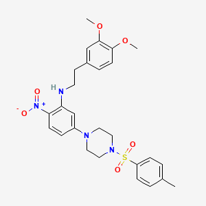 molecular formula C27H32N4O6S B11522902 N-[2-(3,4-dimethoxyphenyl)ethyl]-5-{4-[(4-methylphenyl)sulfonyl]piperazin-1-yl}-2-nitroaniline 