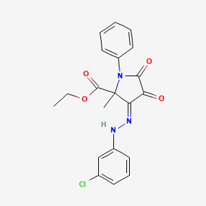 ethyl (3E)-3-[2-(3-chlorophenyl)hydrazinylidene]-2-methyl-4,5-dioxo-1-phenylprolinate