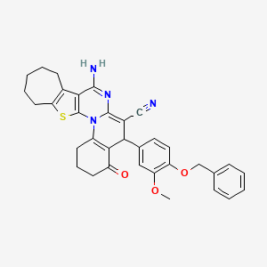 13-amino-9-(3-methoxy-4-phenylmethoxyphenyl)-7-oxo-22-thia-2,12-diazapentacyclo[12.8.0.02,11.03,8.015,21]docosa-1(14),3(8),10,12,15(21)-pentaene-10-carbonitrile