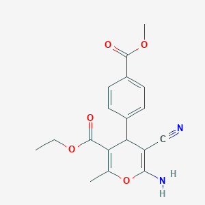 molecular formula C18H18N2O5 B11522925 ethyl 6-amino-5-cyano-4-[4-(methoxycarbonyl)phenyl]-2-methyl-4H-pyran-3-carboxylate 