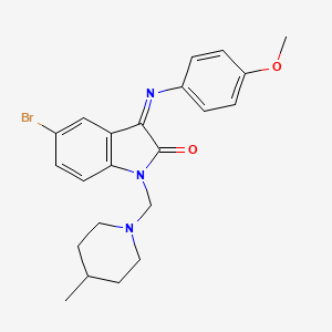 (3Z)-5-bromo-3-[(4-methoxyphenyl)imino]-1-[(4-methylpiperidin-1-yl)methyl]-1,3-dihydro-2H-indol-2-one