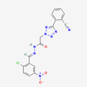 N'-[(E)-(2-chloro-5-nitrophenyl)methylidene]-2-[5-(2-cyanophenyl)-2H-tetrazol-2-yl]acetohydrazide