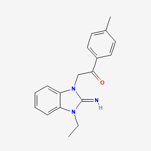 molecular formula C18H19N3O B11523036 2-(3-ethyl-2-imino-2,3-dihydro-1H-benzimidazol-1-yl)-1-(4-methylphenyl)ethanone 