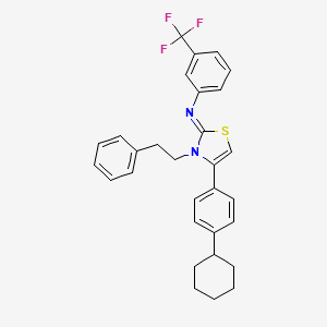 molecular formula C30H29F3N2S B11523089 N-[(2Z)-4-(4-cyclohexylphenyl)-3-(2-phenylethyl)-1,3-thiazol-2(3H)-ylidene]-3-(trifluoromethyl)aniline 