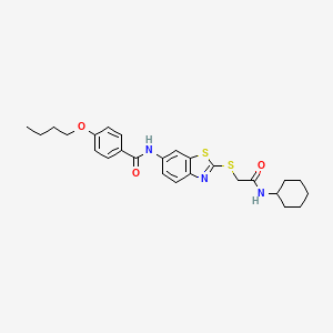 molecular formula C26H31N3O3S2 B11523091 4-butoxy-N-(2-{[2-(cyclohexylamino)-2-oxoethyl]sulfanyl}-1,3-benzothiazol-6-yl)benzamide 