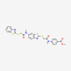 Methyl 4-({[(6-{[(1,3-benzothiazol-2-ylsulfanyl)acetyl]amino}-1,3-benzothiazol-2-yl)sulfanyl]acetyl}amino)benzoate