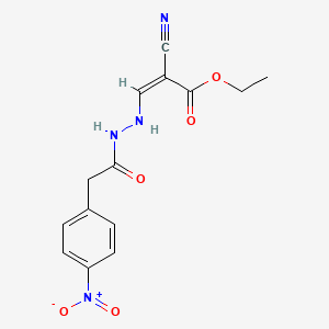 Propenoic acid, 2-cyano-3-[2-(4-nitrophenyl)-1-oxoethylhydrazino]-, ethyl ester