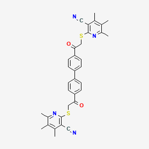 molecular formula C34H30N4O2S2 B11523123 2,2'-{Biphenyl-4,4'-diylbis[(2-oxoethane-2,1-diyl)sulfanediyl]}bis(4,5,6-trimethylpyridine-3-carbonitrile) 