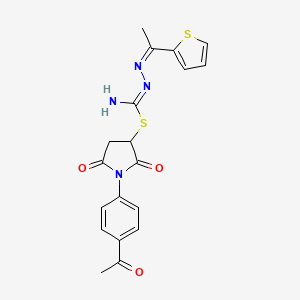 molecular formula C19H18N4O3S2 B11523143 1-(4-acetylphenyl)-2,5-dioxopyrrolidin-3-yl (2Z)-2-[1-(thiophen-2-yl)ethylidene]hydrazinecarbimidothioate 