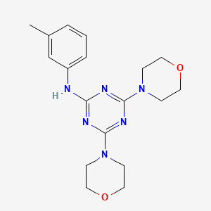 molecular formula C18H24N6O2 B11523152 (4,6-Di-morpholin-4-yl-[1,3,5]triazin-2-yl)-m-tolyl-amine 