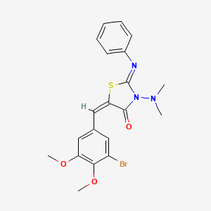 (2Z,5E)-5-(3-bromo-4,5-dimethoxybenzylidene)-3-(dimethylamino)-2-(phenylimino)-1,3-thiazolidin-4-one