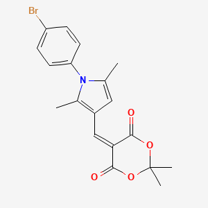 molecular formula C19H18BrNO4 B11523183 5-{[1-(4-bromophenyl)-2,5-dimethyl-1H-pyrrol-3-yl]methylidene}-2,2-dimethyl-1,3-dioxane-4,6-dione 